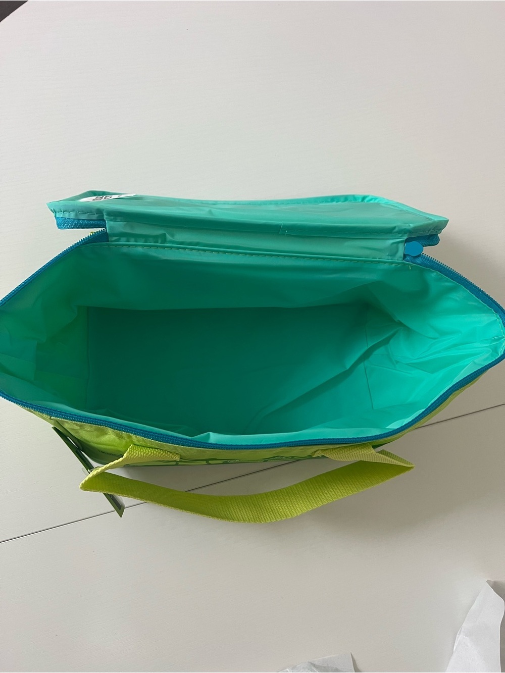 Trader Joe's Lime Green Insulated Lunch Bag with Teal Trim - Picture 4 of 5
